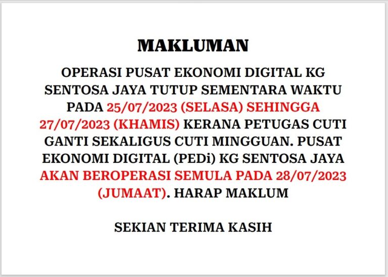 NOTIS PENUTUPAN SEMENTARA