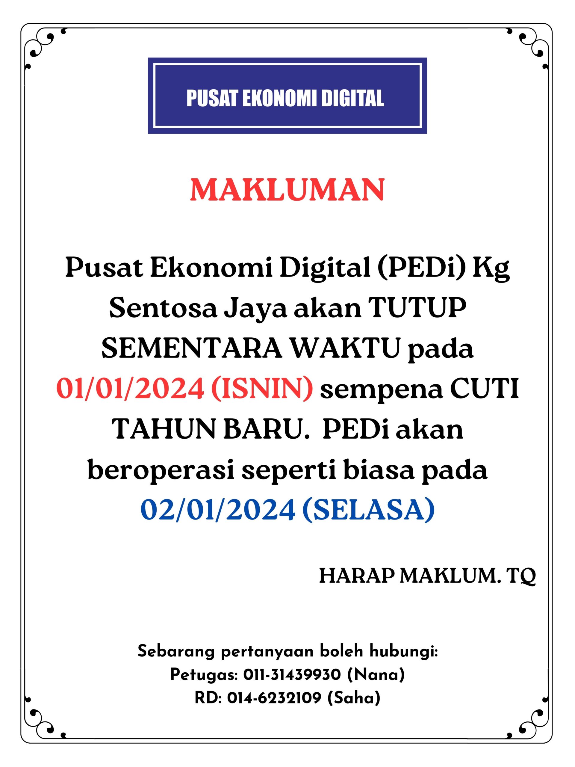 NOTIS-Tahu Baru 2024